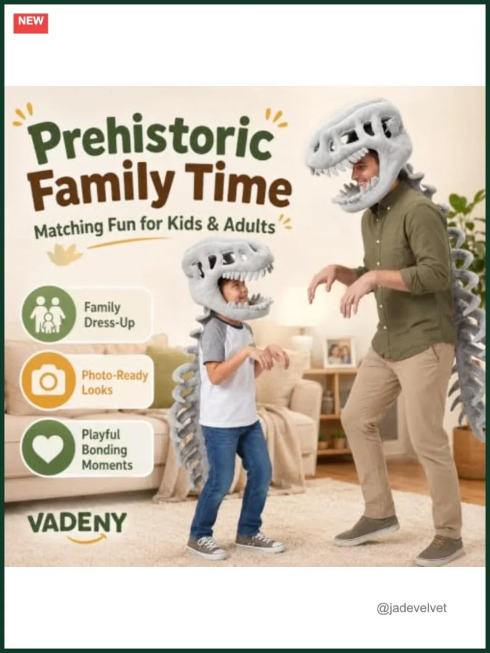 Kids Dinosaur Skeleton Costume Plush Wearable Dino Bone Outfit with Head Spine